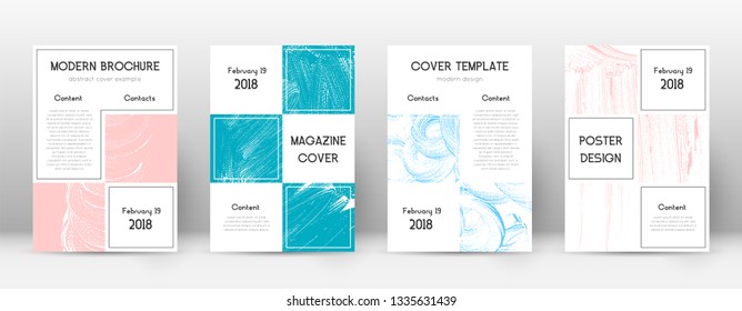 Cover page design template. Business brochure layout. Bewitching trendy abstract cover page. Pink and blue grunge texture background. Majestic poster.