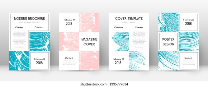 Cover page design template. Business brochure layout. Bewitching trendy abstract cover page. Pink and blue grunge texture background. Sublime poster.