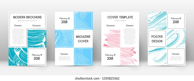 Cover page design template. Business brochure layout. Bewitching trendy abstract cover page. Pink and blue grunge texture background. Classic poster.