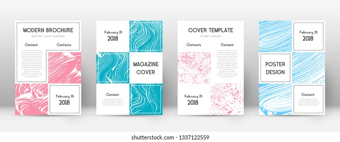 Cover page design template. Business brochure layout. Bewitching trendy abstract cover page. Pink and blue grunge texture background. Modern poster.