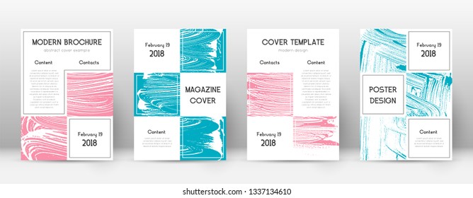 Cover page design template. Business brochure layout. Bewitching trendy abstract cover page. Pink and blue grunge texture background. Precious poster.