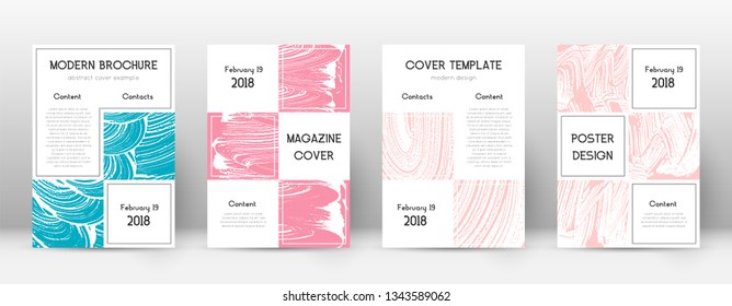 Cover page design template. Business brochure layout. Bewitching trendy abstract cover page. Pink and blue grunge texture background. Terrific poster.