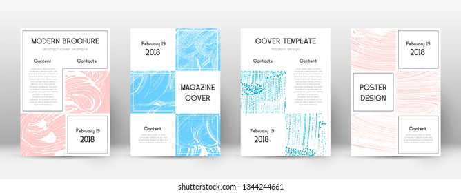 Cover page design template. Business brochure layout. Bewitching trendy abstract cover page. Pink and blue grunge texture background. Neat poster.