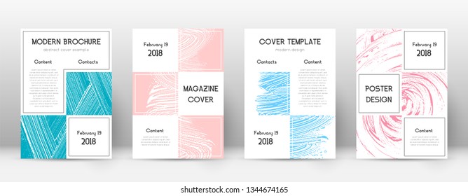 Cover page design template. Business brochure layout. Bewitching trendy abstract cover page. Pink and blue grunge texture background. Fabulous poster.