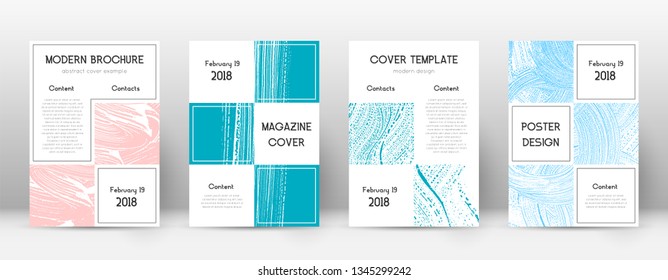 Cover page design template. Business brochure layout. Bewitching trendy abstract cover page. Pink and blue grunge texture background. Ravishing poster.