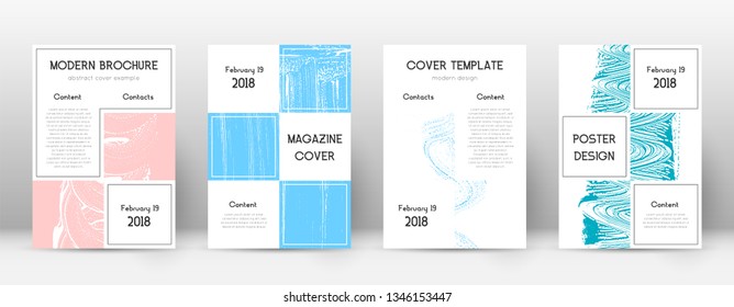 Cover page design template. Business brochure layout. Bewitching trendy abstract cover page. Pink and blue grunge texture background. Memorable poster.