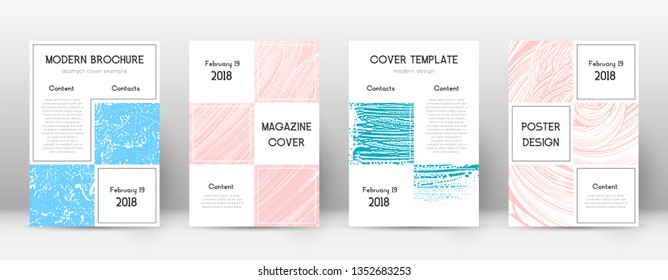 Cover page design template. Business brochure layout. Bewitching trendy abstract cover page. Pink and blue grunge texture background. Fascinating poster.