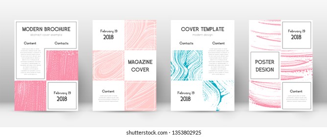 Cover page design template. Business brochure layout. Bewitching trendy abstract cover page. Pink and blue grunge texture background. Classy poster.