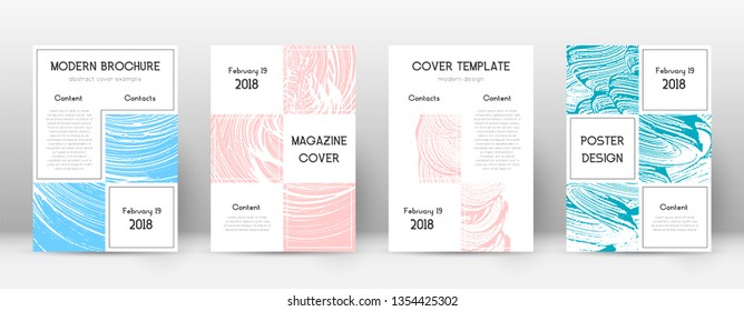 Cover page design template. Business brochure layout. Bewitching trendy abstract cover page. Pink and blue grunge texture background. Original poster.