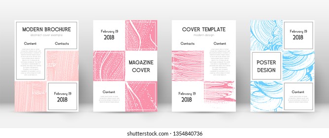 Cover page design template. Business brochure layout. Bewitching trendy abstract cover page. Pink and blue grunge texture background. Ideal poster.