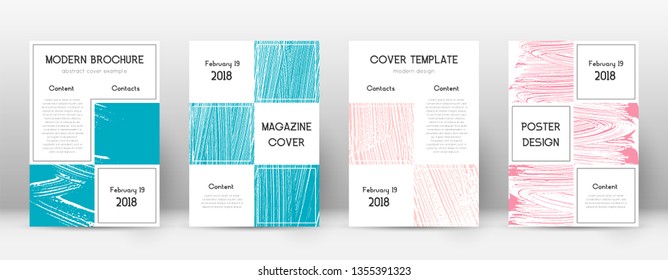 Cover page design template. Business brochure layout. Bizarre trendy abstract cover page. Pink and blue grunge texture background. Actual poster.