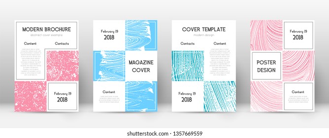 Cover page design template. Business brochure layout. Bewitching trendy abstract cover page. Pink and blue grunge texture background. Eminent poster.