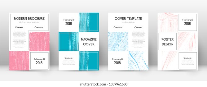 Cover page design template. Business brochure layout. Bizarre trendy abstract cover page. Pink and blue grunge texture background. Emotional poster.