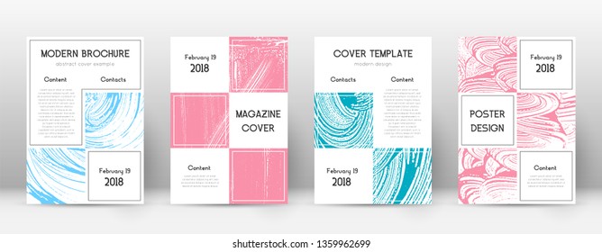 Cover page design template. Business brochure layout. Bewitching trendy abstract cover page. Pink and blue grunge texture background. Amusing poster.