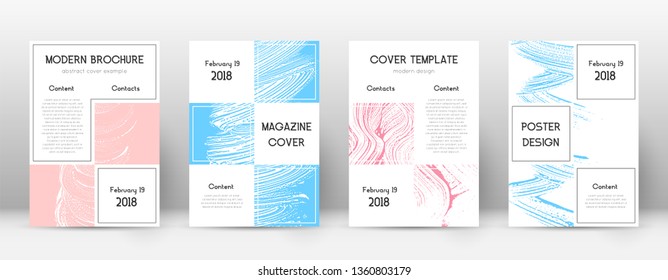 Cover page design template. Business brochure layout. Bewitching trendy abstract cover page. Pink and blue grunge texture background. Awesome poster.