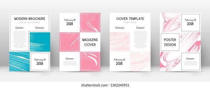Cover page design template. Business brochure layout. Bewitching trendy abstract cover page. Pink and blue grunge texture background. Surprising poster.