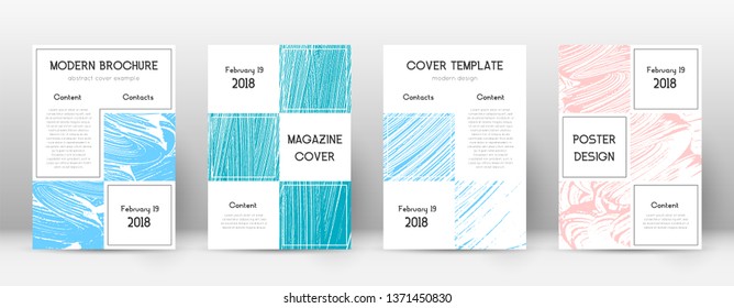 Cover page design template. Business brochure layout. Bewitching trendy abstract cover page. Pink and blue grunge texture background. Exquisite poster.