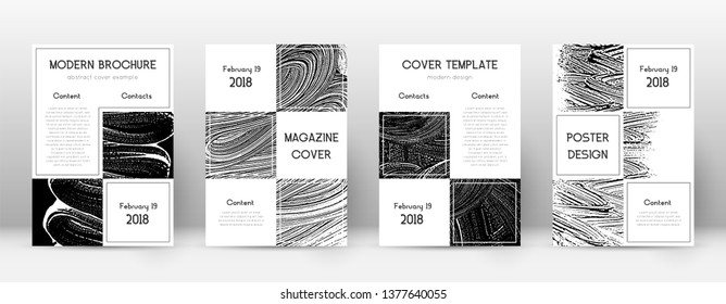 Cover page design template. Business brochure layout. Beautiful trendy abstract cover page. Black and white grunge texture background. Mind-blowing poster.