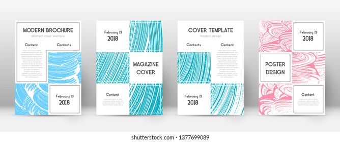 Cover page design template. Business brochure layout. Bewitching trendy abstract cover page. Pink and blue grunge texture background. Splendid poster.