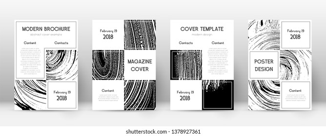 Cover page design template. Business brochure layout. Beautiful trendy abstract cover page. Black and white grunge texture background. Fascinating poster.