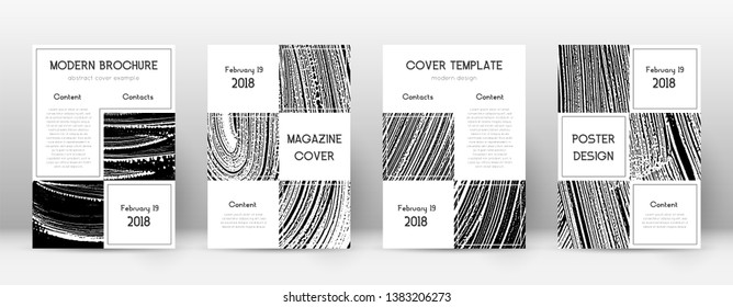 Cover page design template. Business brochure layout. Beautiful trendy abstract cover page. Black and white grunge texture background. Indelible poster.