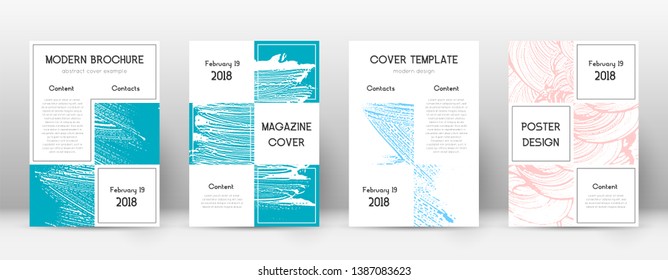 Cover page design template. Business brochure layout. Bewitching trendy abstract cover page. Pink and blue grunge texture background. Noteworthy poster.