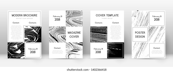 Cover page design template. Business brochure layout. Beautiful trendy abstract cover page. Black and white grunge texture background. Pleasing poster.