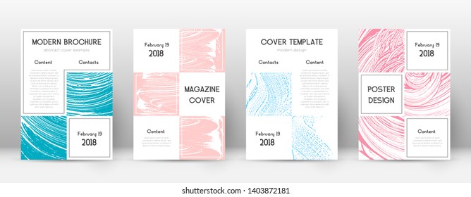 Cover page design template. Business brochure layout. Bewitching trendy abstract cover page. Pink and blue grunge texture background. Interesting poster.