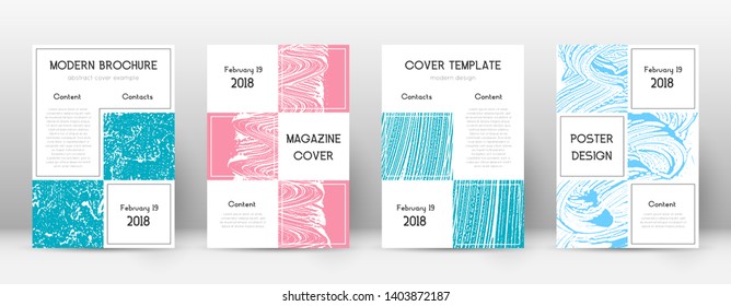 Cover page design template. Business brochure layout. Bewitching trendy abstract cover page. Pink and blue grunge texture background. Indelible poster.