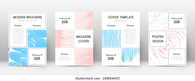 Cover page design template. Business brochure layout. Bewitching trendy abstract cover page. Pink and blue grunge texture background. Symmetrical poster.