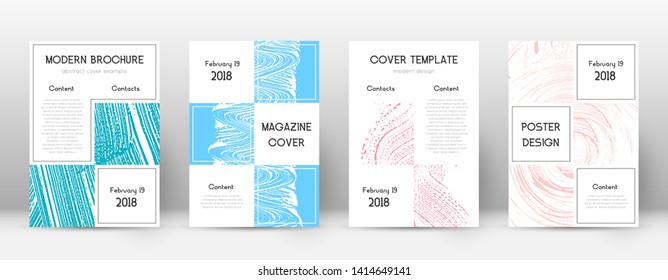 Cover page design template. Business brochure layout. Bewitching trendy abstract cover page. Pink and blue grunge texture background. Charming poster.