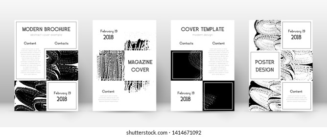 Cover page design template. Business brochure layout. Beautiful trendy abstract cover page. Black and white grunge texture background. Neat poster.