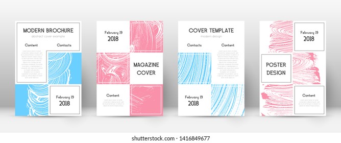 Cover page design template. Business brochure layout. Bewitching trendy abstract cover page. Pink and blue grunge texture background. Artistic poster.