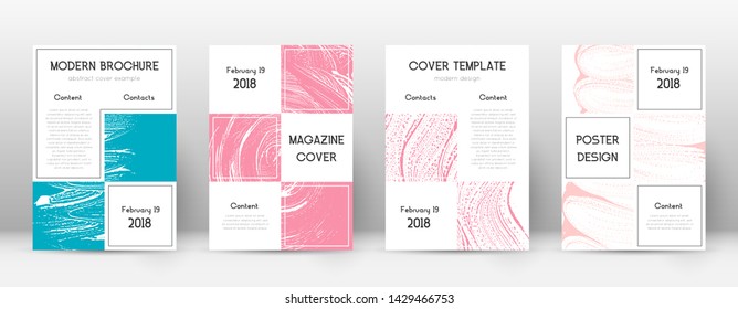 Cover page design template. Business brochure layout. Bewitching trendy abstract cover page. Pink and blue grunge texture background. Immaculate poster.