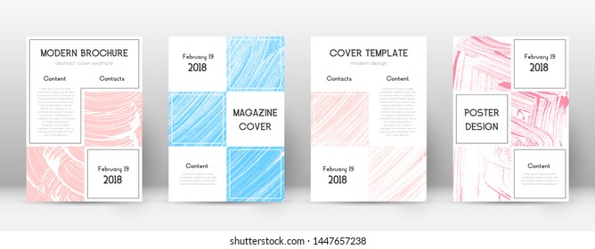 Cover page design template. Business brochure layout. Bewitching trendy abstract cover page. Pink and blue grunge texture background. Flawless poster.