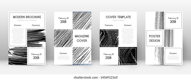 Cover page design template. Business brochure layout. Beautiful trendy abstract cover page. Black and white grunge texture background. Fetching poster.