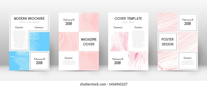 Cover page design template. Business brochure layout. Bewitching trendy abstract cover page. Pink and blue grunge texture background. Gorgeous poster.