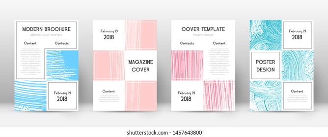 Cover page design template. Business brochure layout. Bewitching trendy abstract cover page. Pink and blue grunge texture background. Powerful poster.