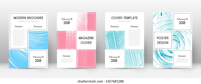 Cover page design template. Business brochure layout. Bewitching trendy abstract cover page. Pink and blue grunge texture background. Ecstatic poster.