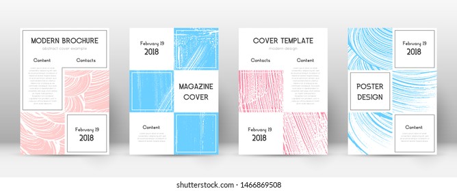 Cover page design template. Business brochure layout. Bewitching trendy abstract cover page. Pink and blue grunge texture background. Mind-blowing poster.