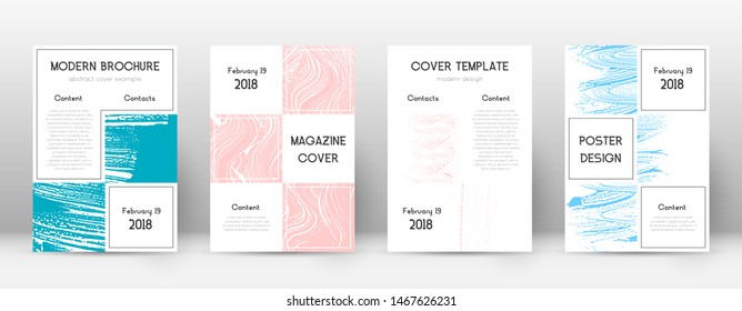 Cover page design template. Business brochure layout. Bewitching trendy abstract cover page. Pink and blue grunge texture background. Dazzling poster.