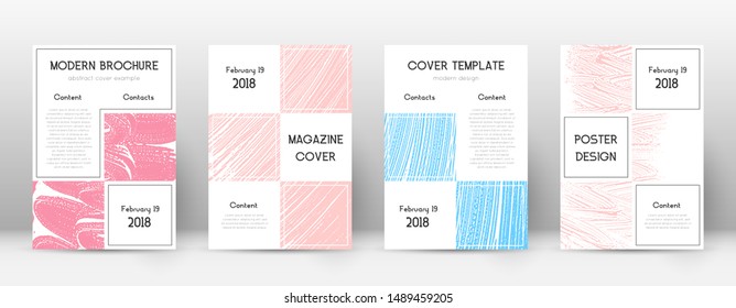 Cover page design template. Business brochure layout. Bewitching trendy abstract cover page. Pink and blue grunge texture background. Great poster.