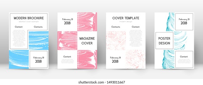 Cover page design template. Business brochure layout. Bewitching trendy abstract cover page. Pink and blue grunge texture background. Perfect poster.