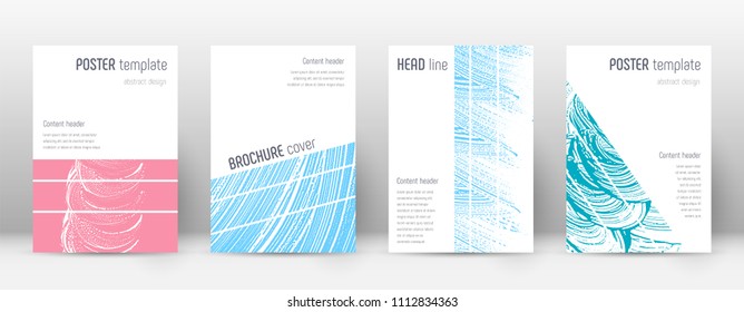 Cover page design template. Geometric brochure layout. Bold trendy abstract cover page. Pink and blue grunge texture background. Mind-blowing poster.