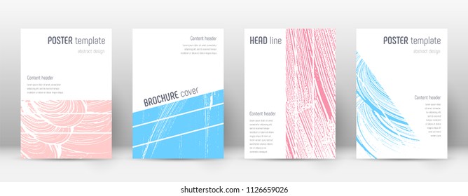 Cover page design template. Geometric brochure layout. Bold trendy abstract cover page. Pink and blue grunge texture background. Marvelous poster.