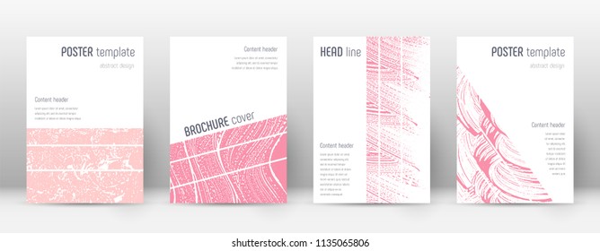 Cover page design template. Geometric brochure layout. Bizarre trendy abstract cover page. Pink and blue grunge texture background. Stylish poster.