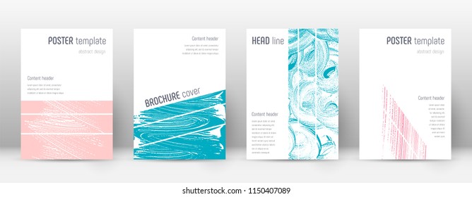 Cover page design template. Geometric brochure layout. Bold trendy abstract cover page. Pink and blue grunge texture background. Majestic poster.