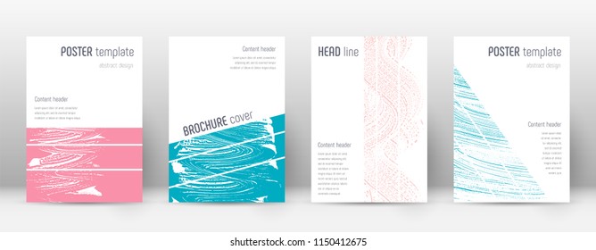Cover page design template. Geometric brochure layout. Bold trendy abstract cover page. Pink and blue grunge texture background. Grand poster.