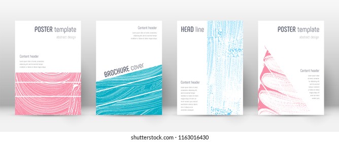 Cover page design template. Geometric brochure layout. Bold trendy abstract cover page. Pink and blue grunge texture background. Actual poster.