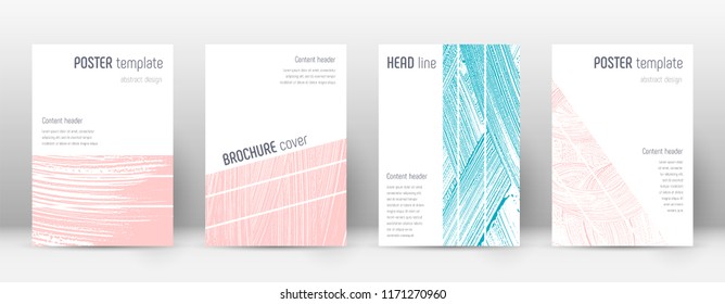 Cover page design template. Geometric brochure layout. Bold trendy abstract cover page. Pink and blue grunge texture background. Classic poster.